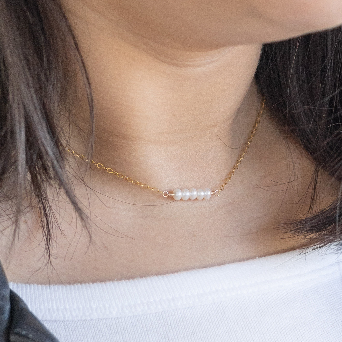 Mini Pearl Bar Necklace