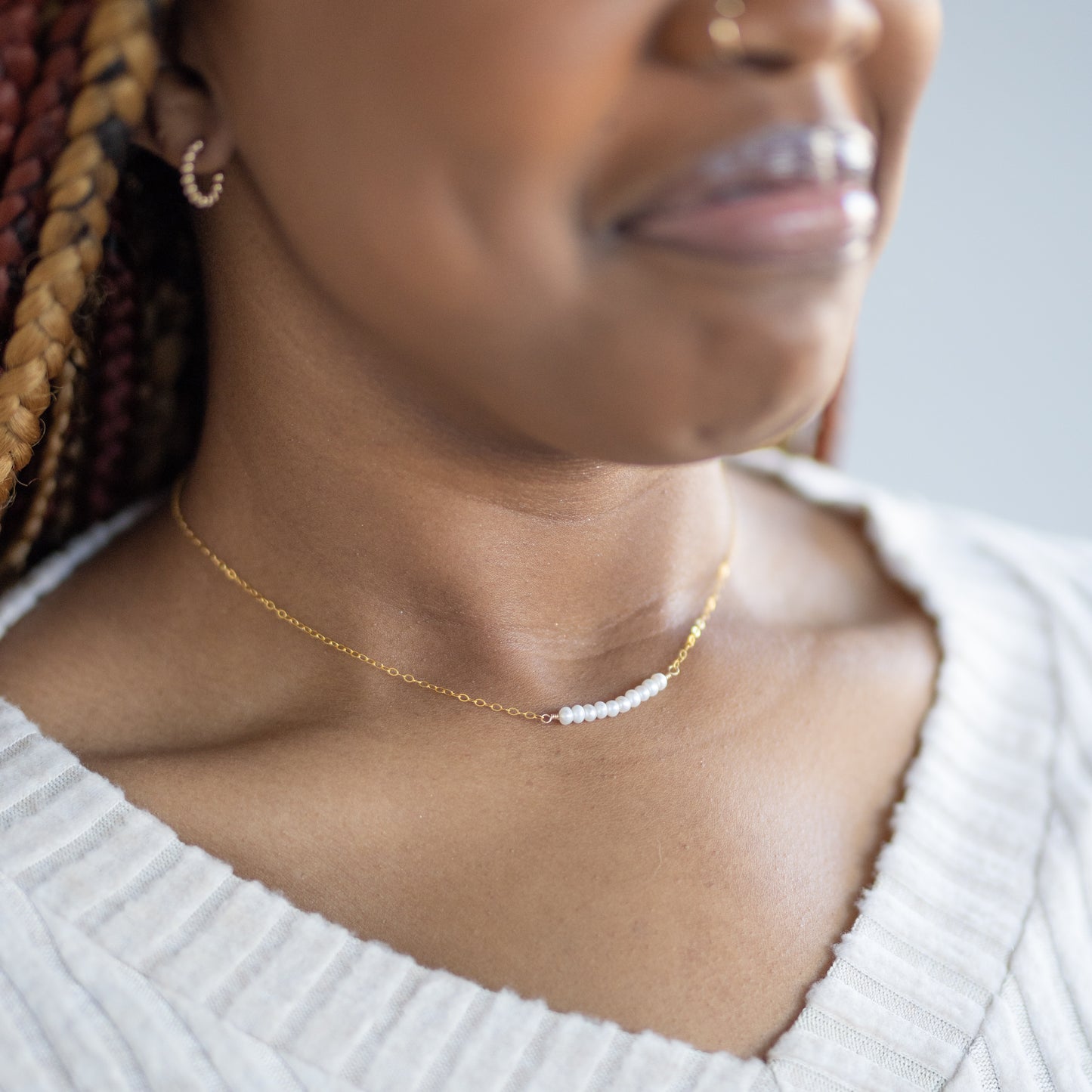 Dainty Pearl Bar Necklace