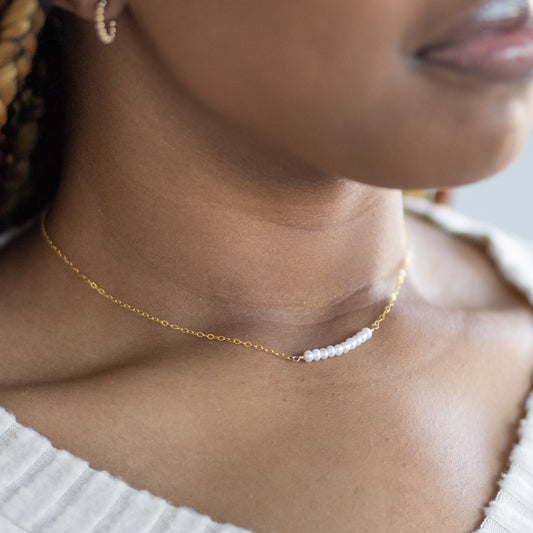 Dainty Pearl Bar Necklace
