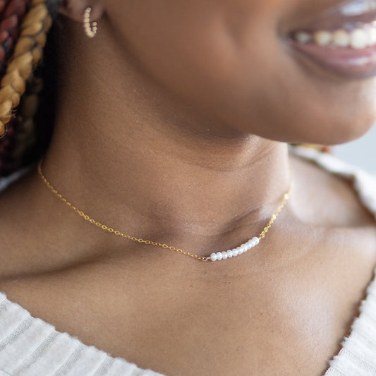 Dainty Pearl Bar Necklace