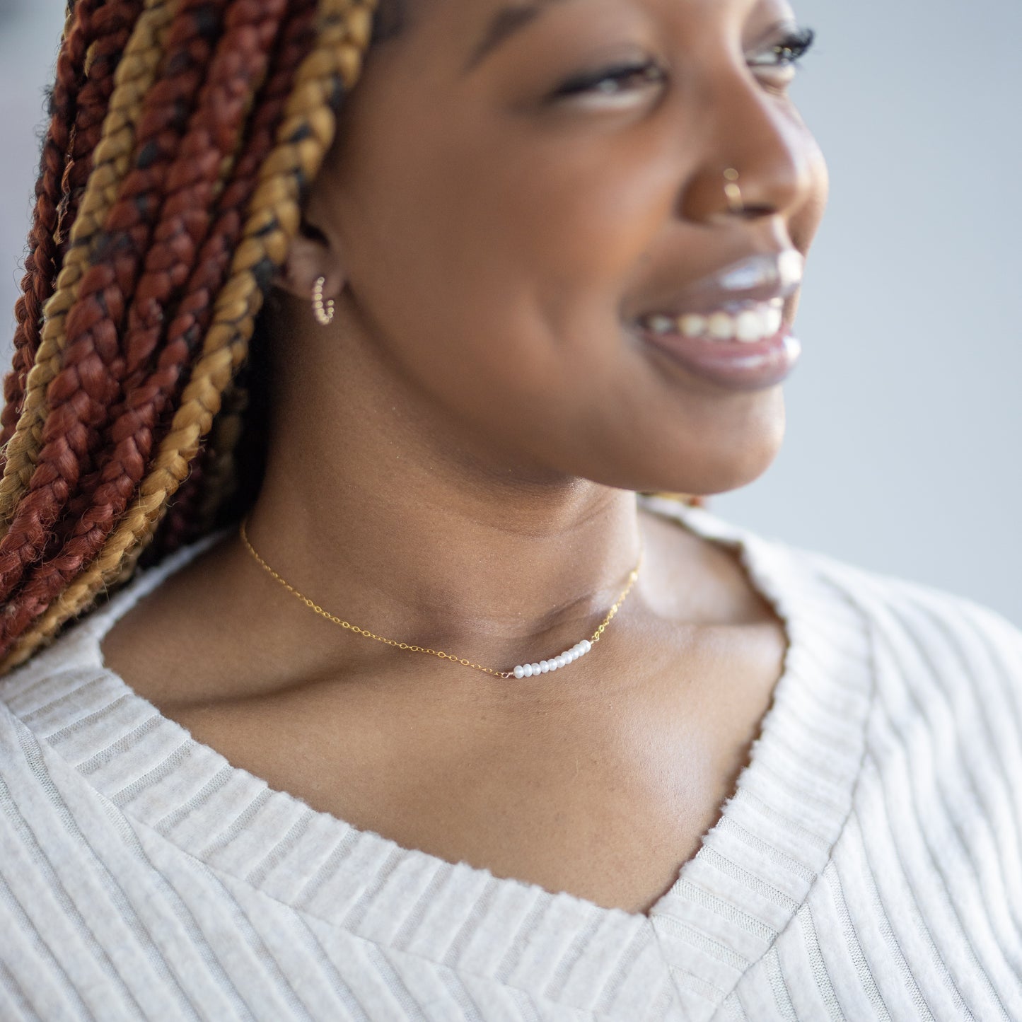 Dainty Pearl Bar Necklace