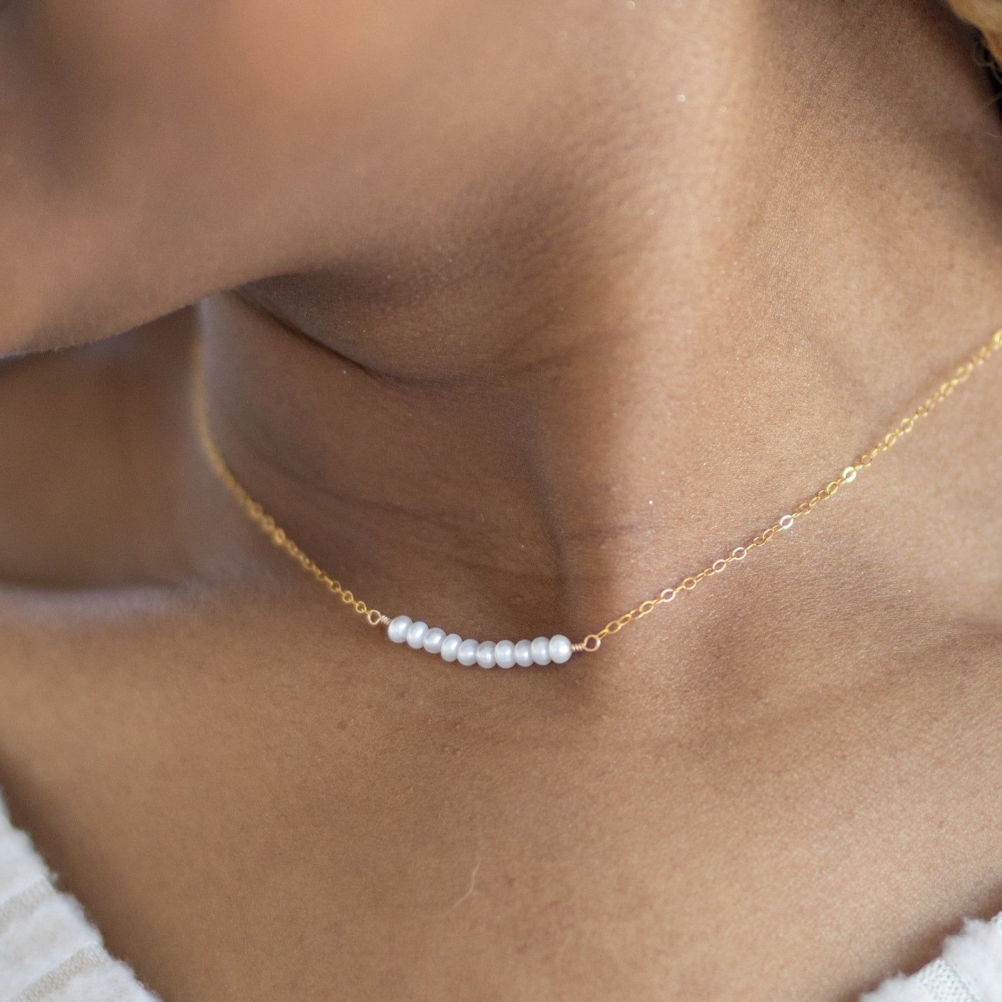 Dainty Pearl Bar Necklace