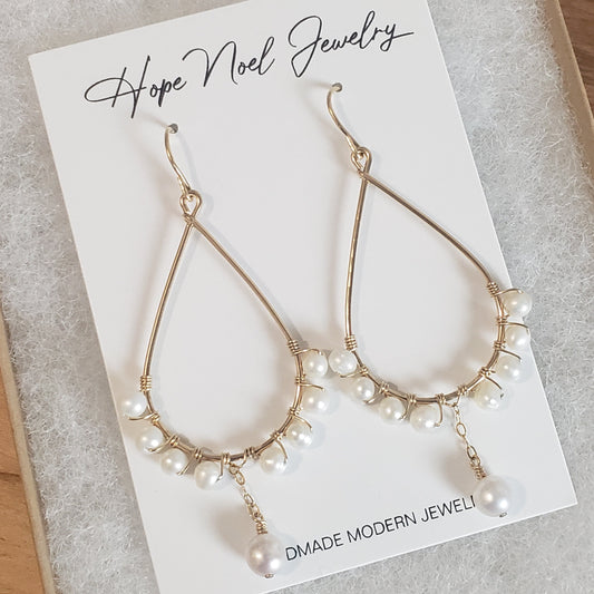 Joy Earrings - Freshwater Pearl Chandelier Earrings