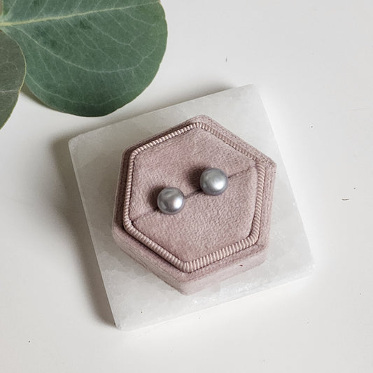 Dove Gray Pearl Studs