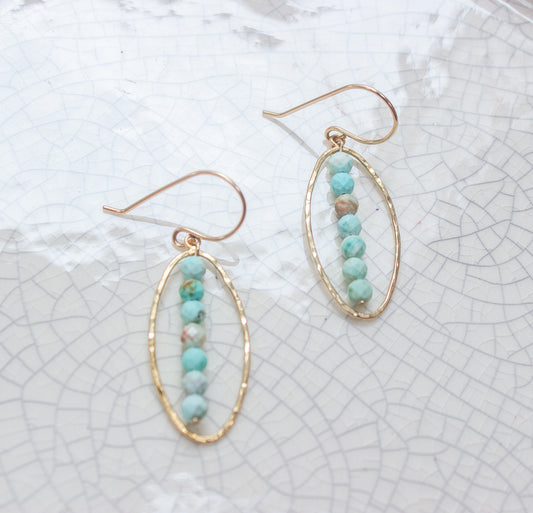 Peruvian Turquoise Oval Dangle Earrings