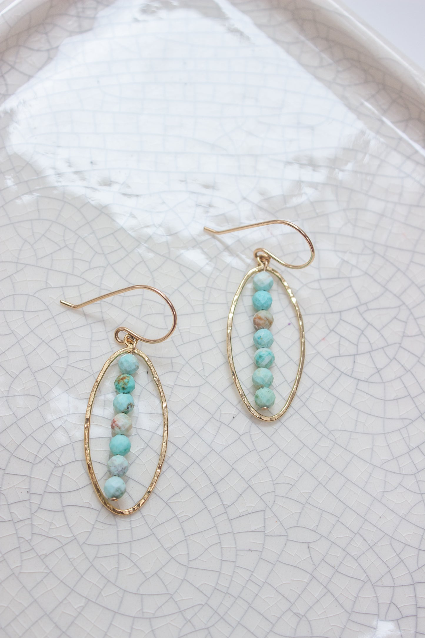 Peruvian Turquoise Oval Dangle Earrings