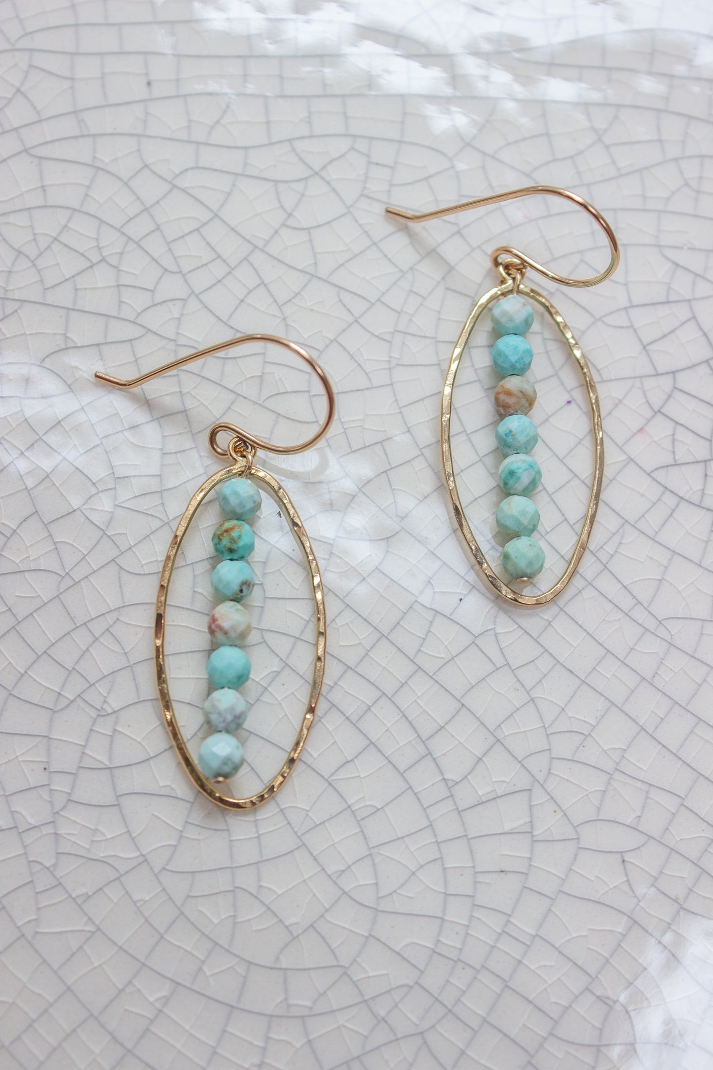Peruvian Turquoise Oval Dangle Earrings