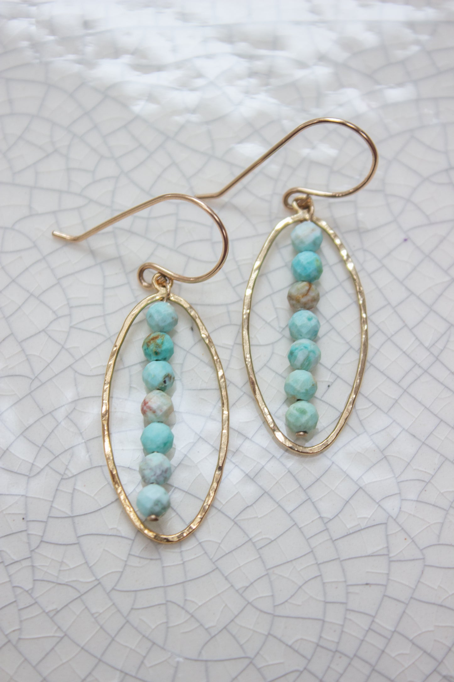 Peruvian Turquoise Oval Dangle Earrings