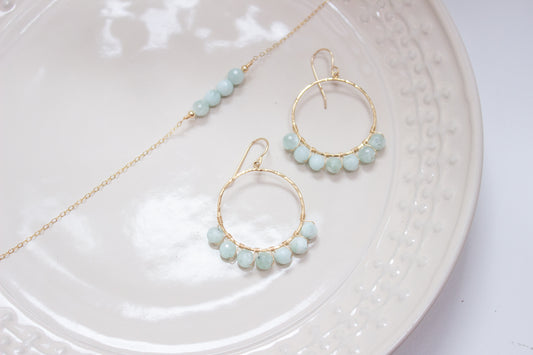 Green Angelite Bar Necklace