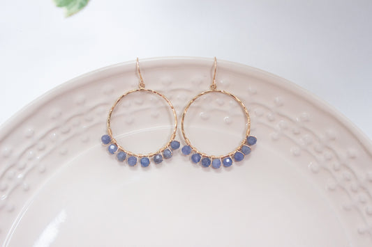 Tanzanite Dangle Hoops