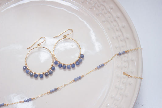 Tanzanite Dangle Hoops