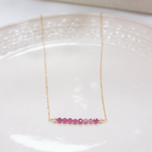 Pink Tourmaline Bar Necklace