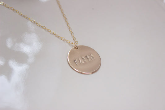 Custom Hand Stamped Disc Pendant Necklace