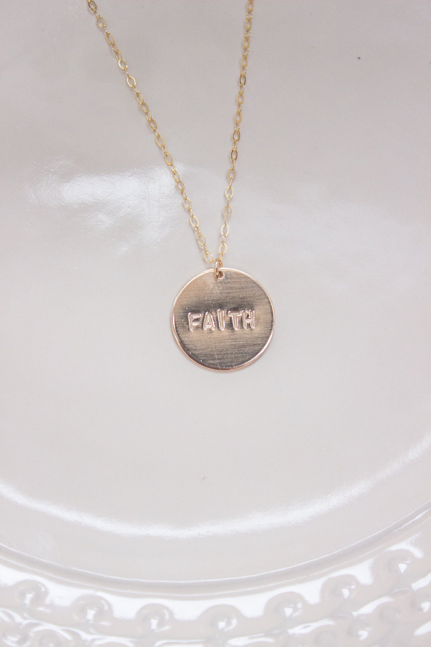Custom Hand Stamped Disc Pendant Necklace