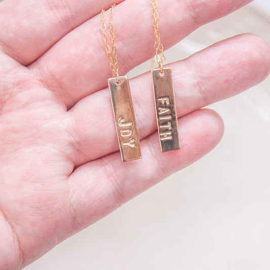 Custom Hand Stamped Tag Pendant Necklace