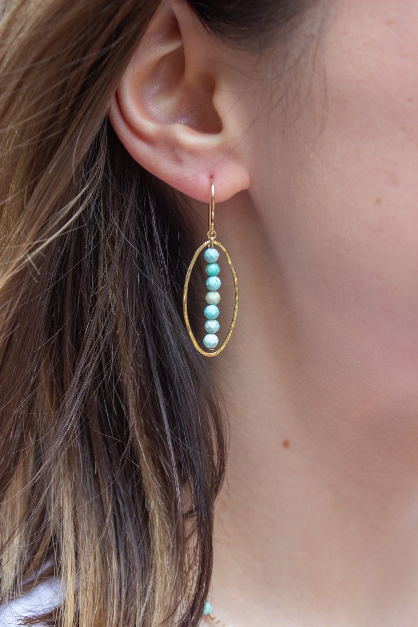 Peruvian Turquoise Oval Dangle Earrings
