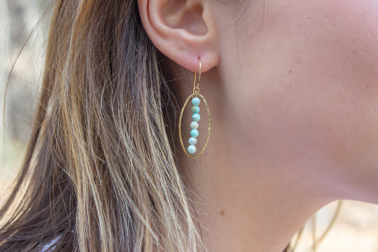 Peruvian Turquoise Oval Dangle Earrings