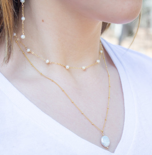 Coin Pearl Pendant Necklace