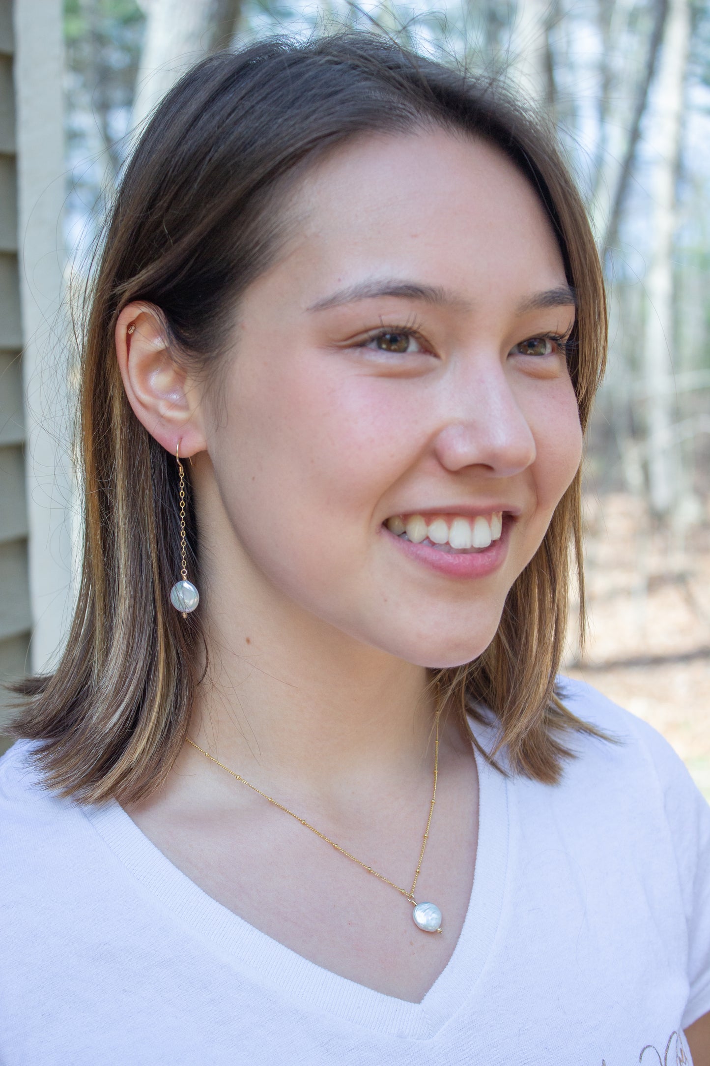 Coin Pearl Pendant Necklace