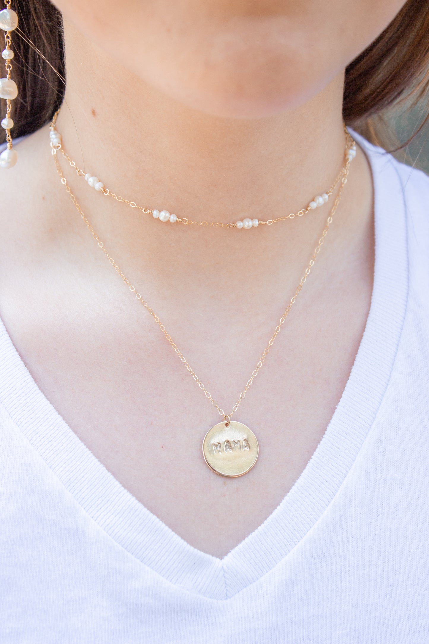 Mama Disc Pendant Necklace