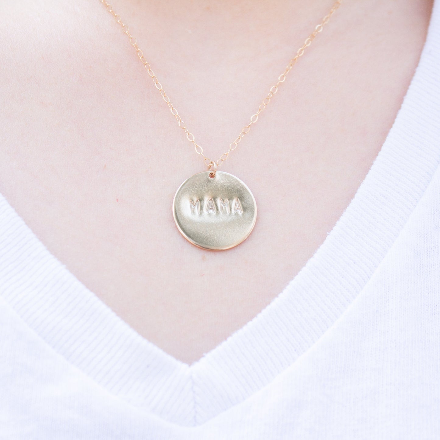 Mama Disc Pendant Necklace