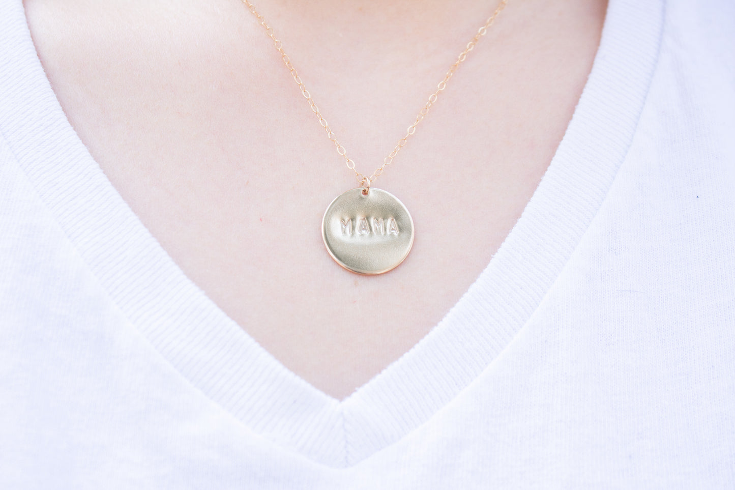 Mama Disc Pendant Necklace