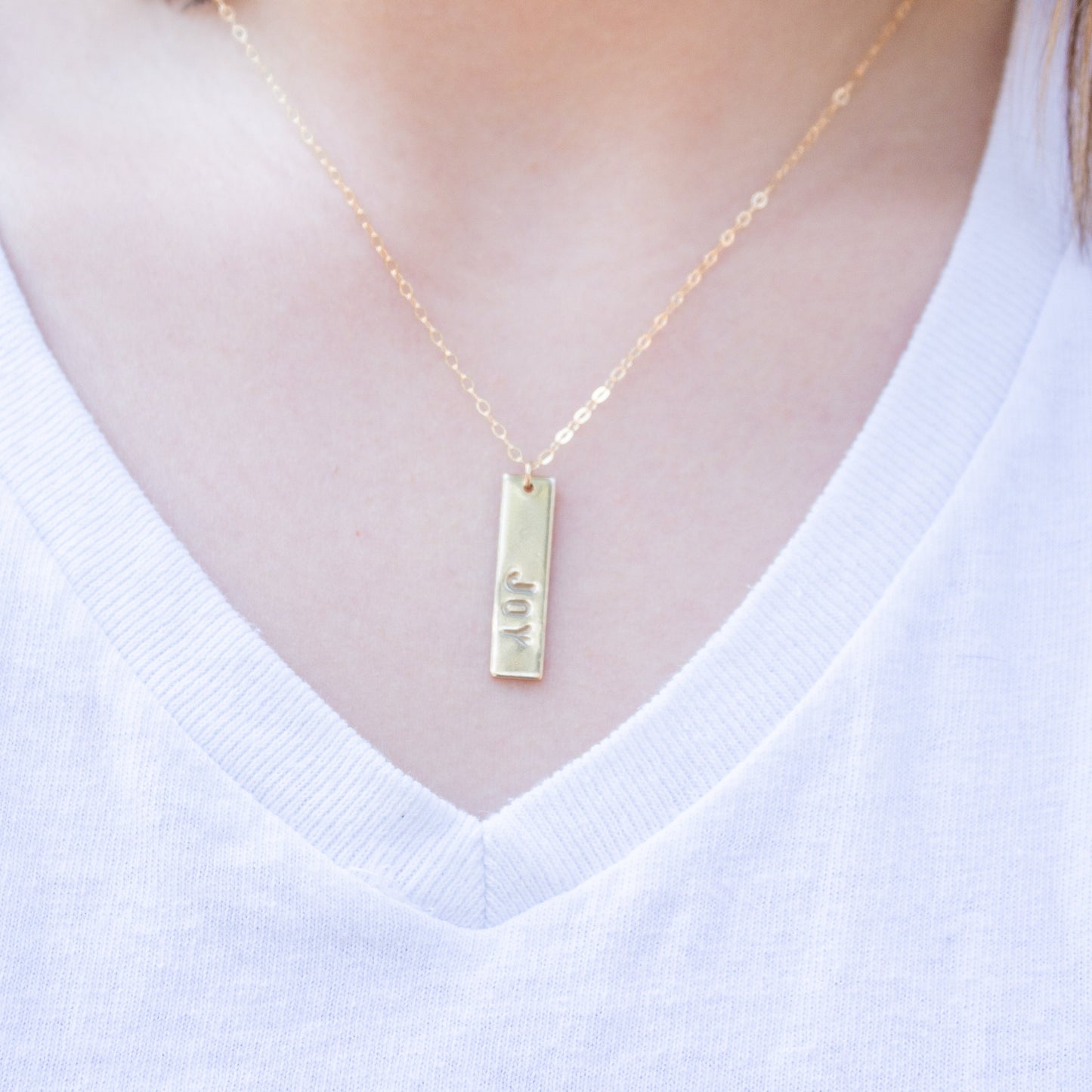 Custom Hand Stamped Tag Pendant Necklace