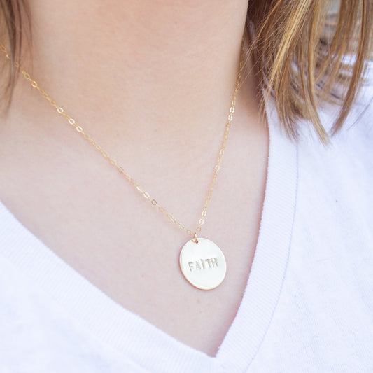 Custom Hand Stamped Disc Pendant Necklace