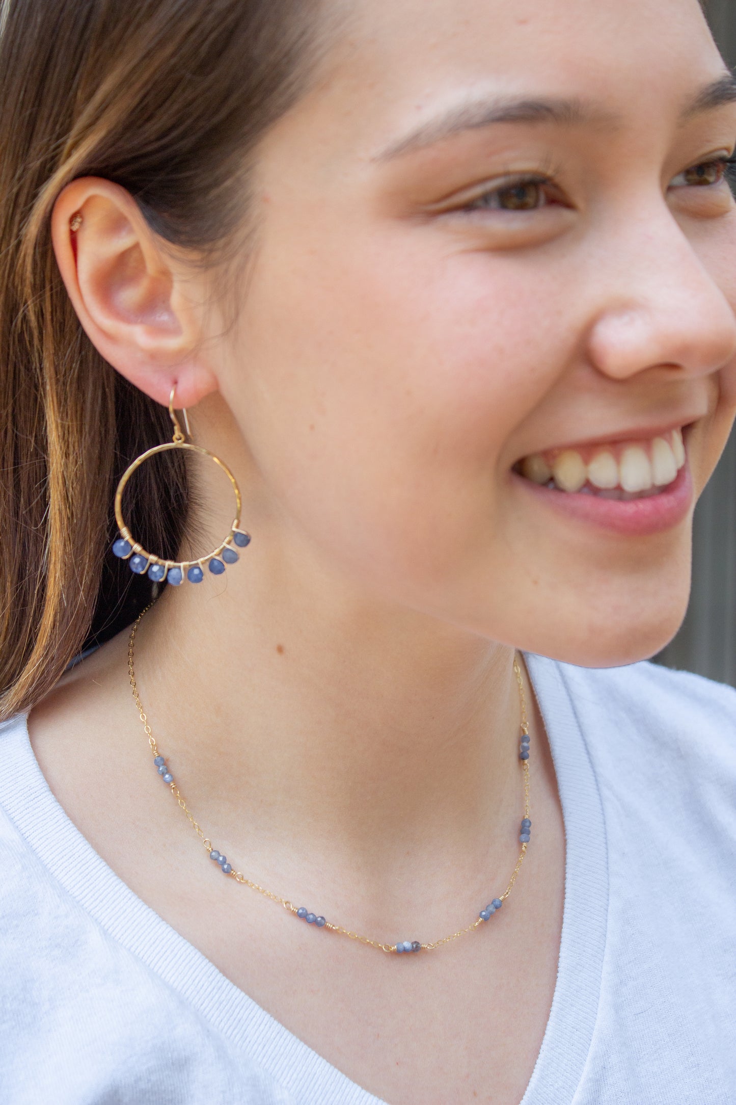 Tanzanite Dangle Hoops