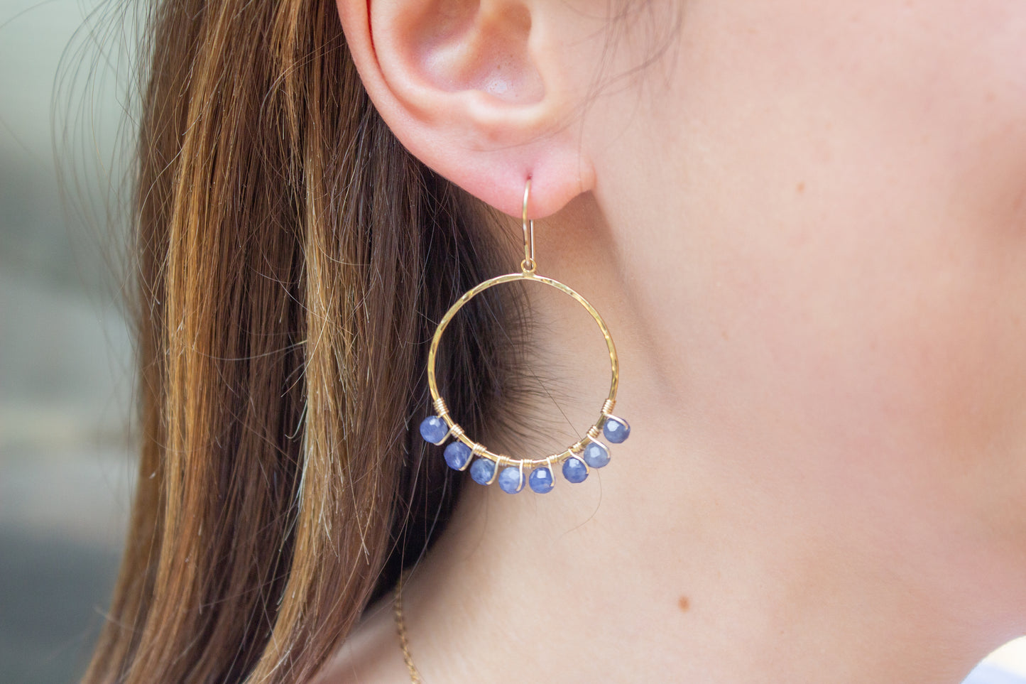 Tanzanite Dangle Hoops