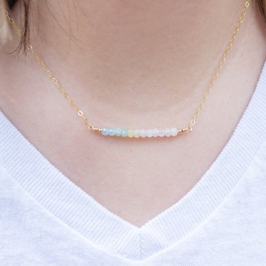 Morganite Bar Necklace