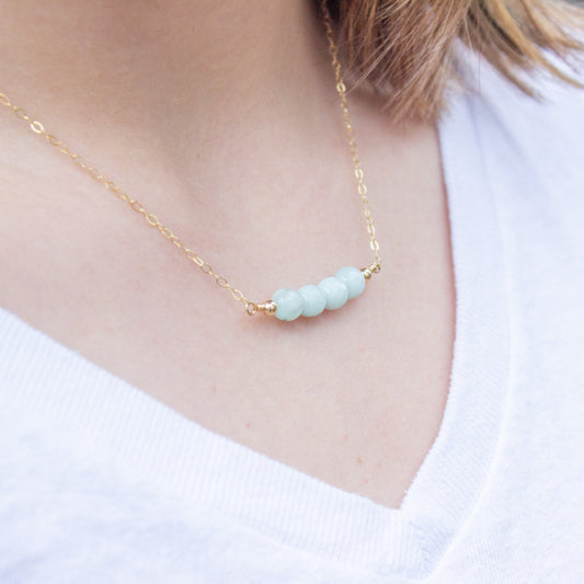 Green Angelite Bar Necklace