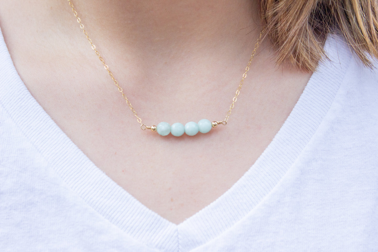 Green Angelite Bar Necklace