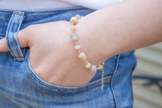Peach Moonstone Bracelet