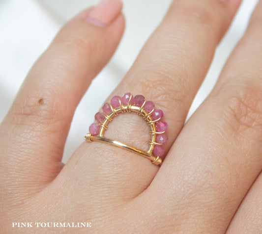 Pink Tourmaline Arch Ring