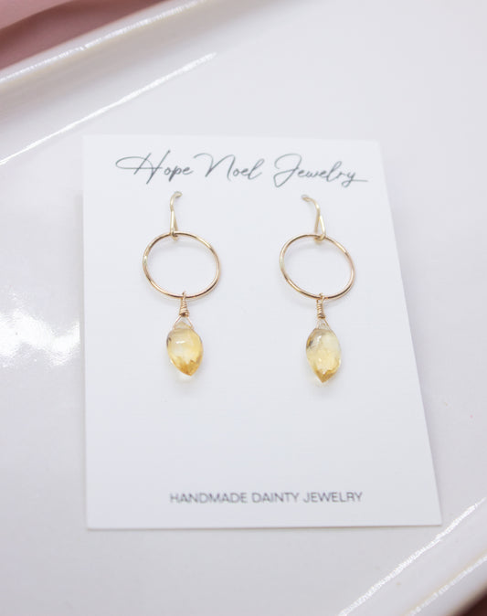 Citrine Hoop Dangles