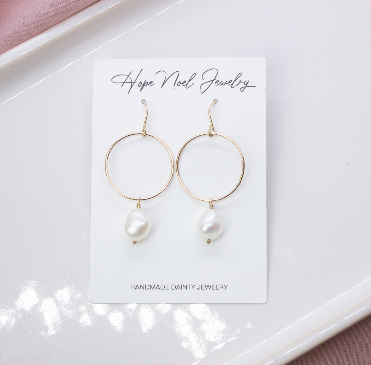 Pearl Hoop Dangles - Large
