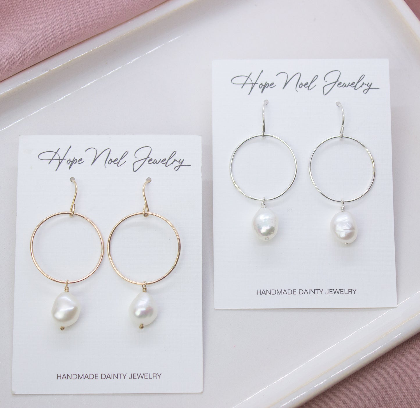 Pearl Hoop Dangles - Large
