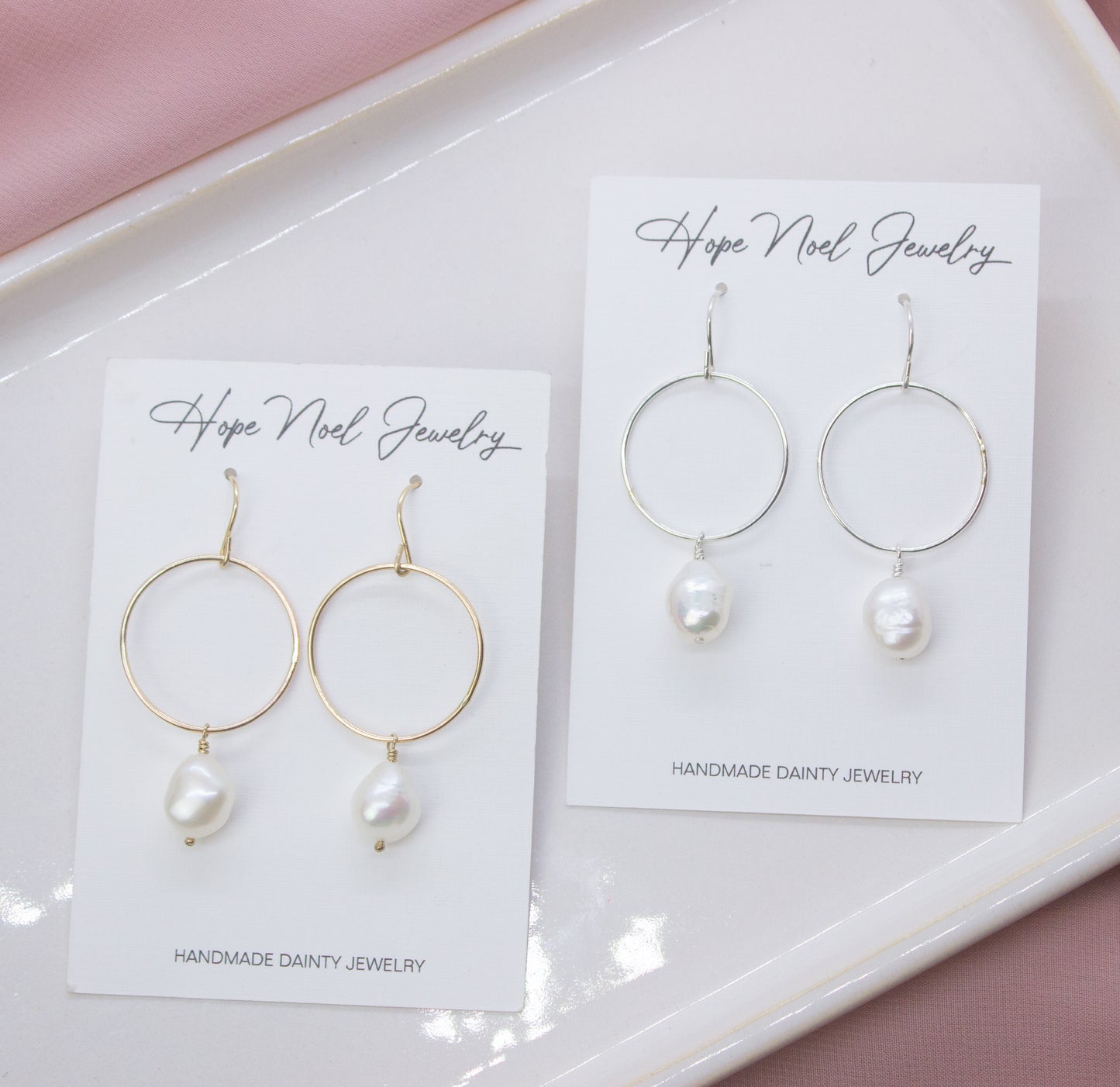 Pearl Hoop Dangles - Large