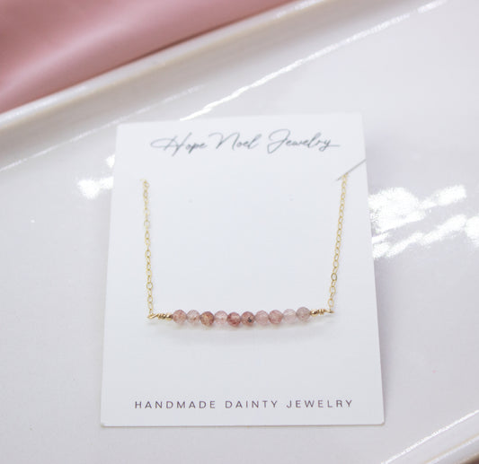 Strawberry Quartz Bar Necklace