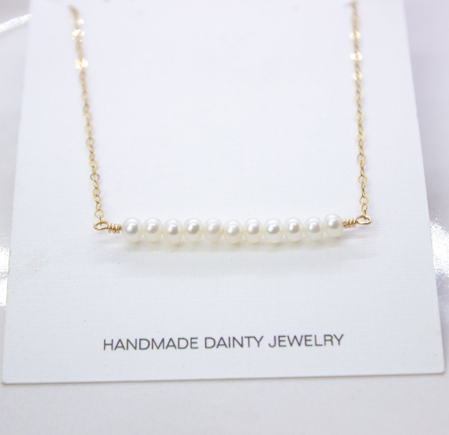 Dainty Pearl Bar Necklace