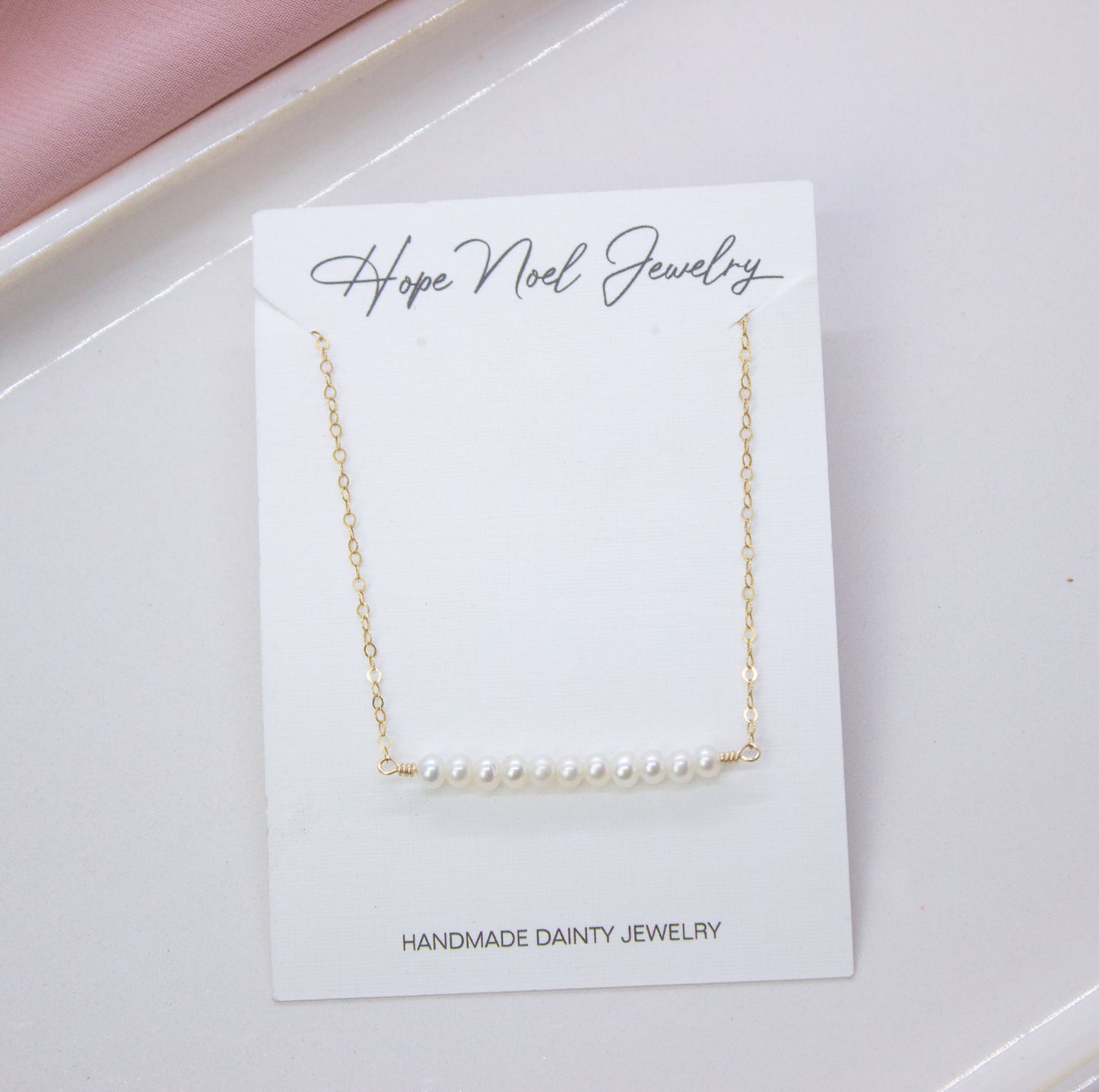 Dainty Pearl Bar Necklace
