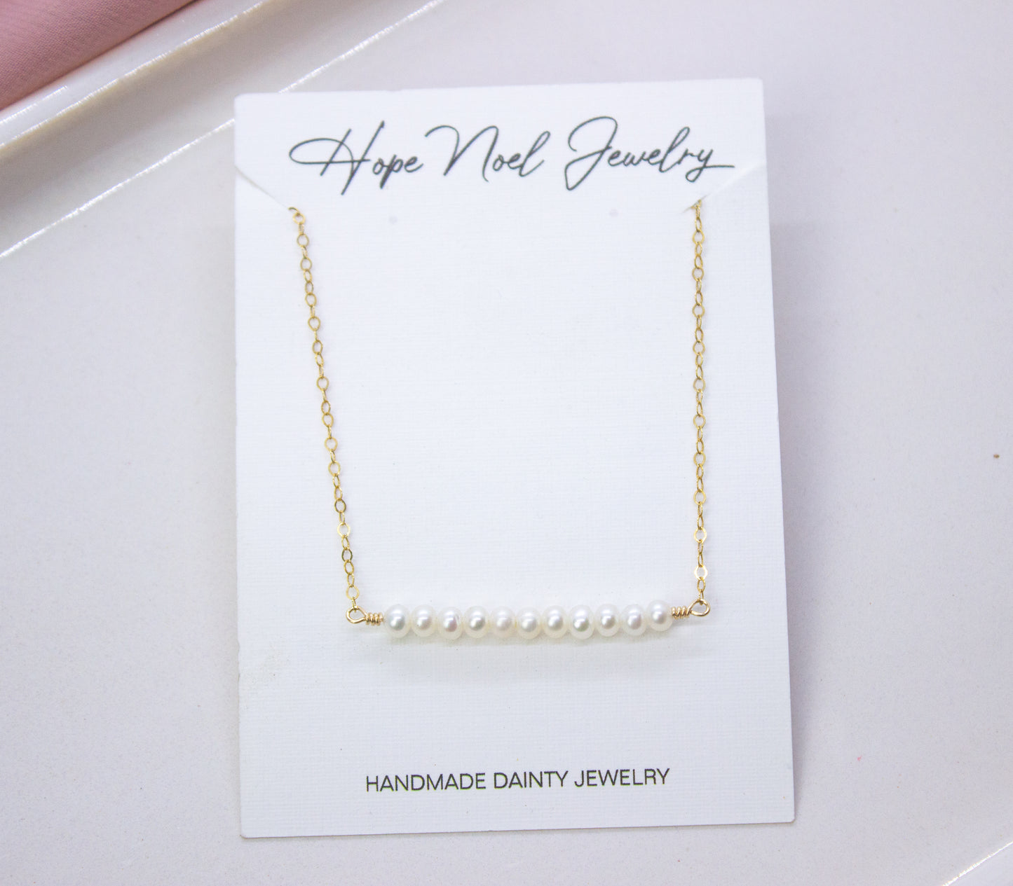 Dainty Pearl Bar Necklace