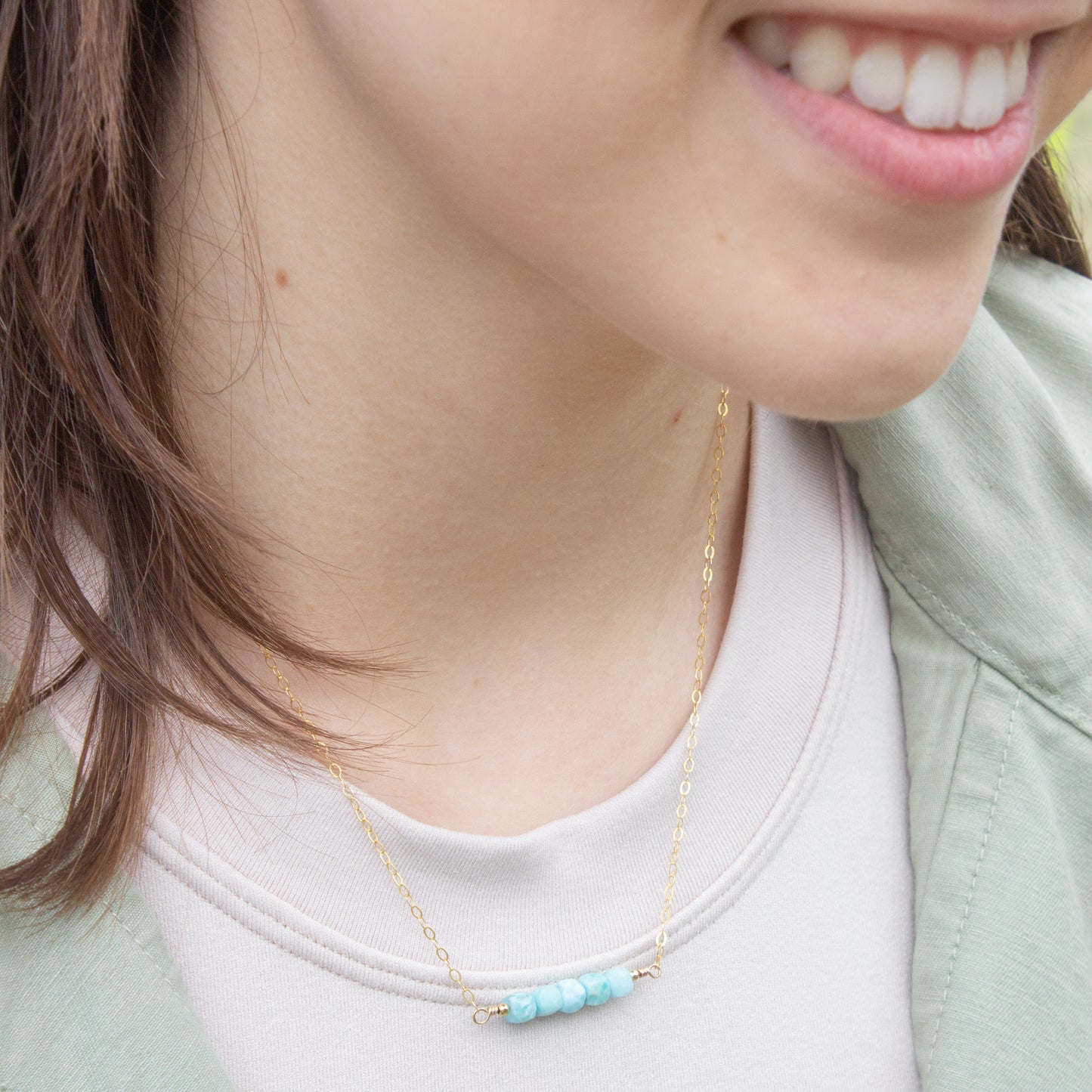 Larimar Bar Necklace