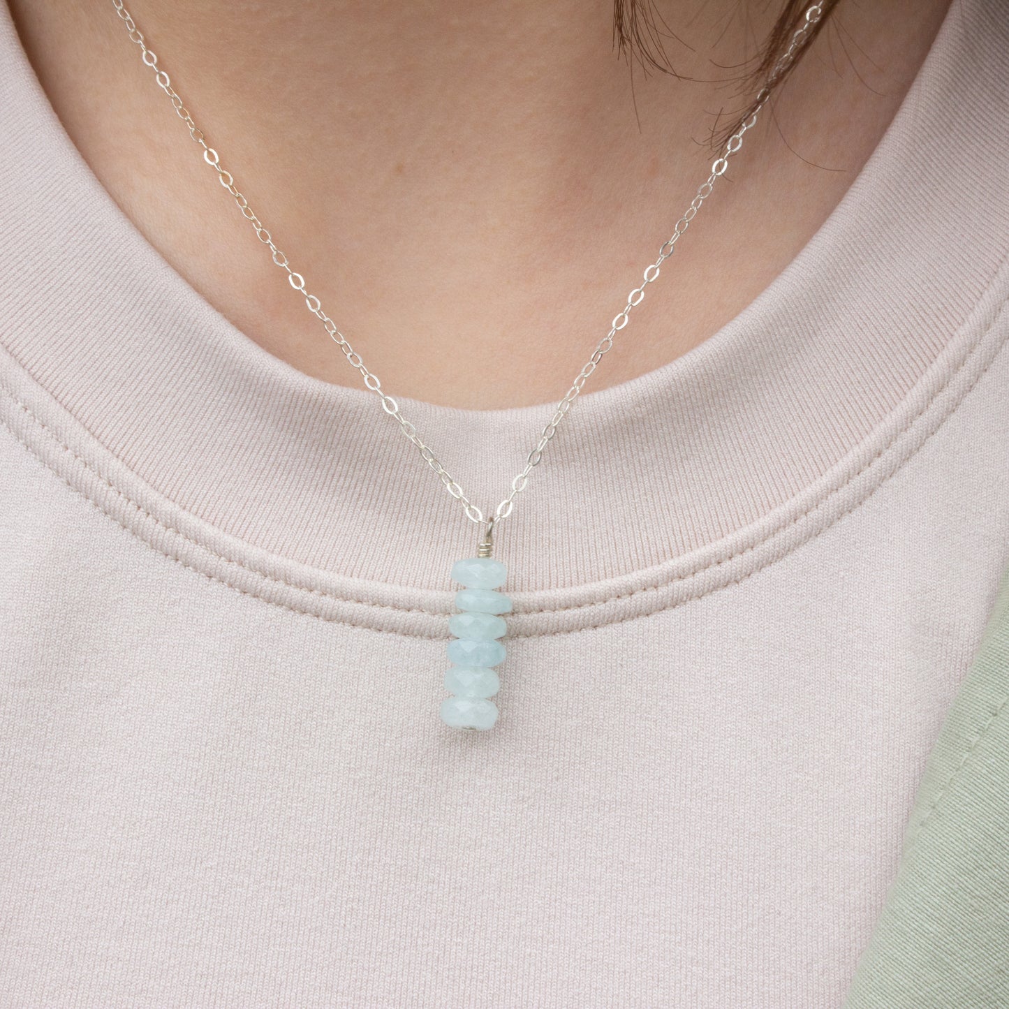 Aquamarine Hanging Bar Necklace