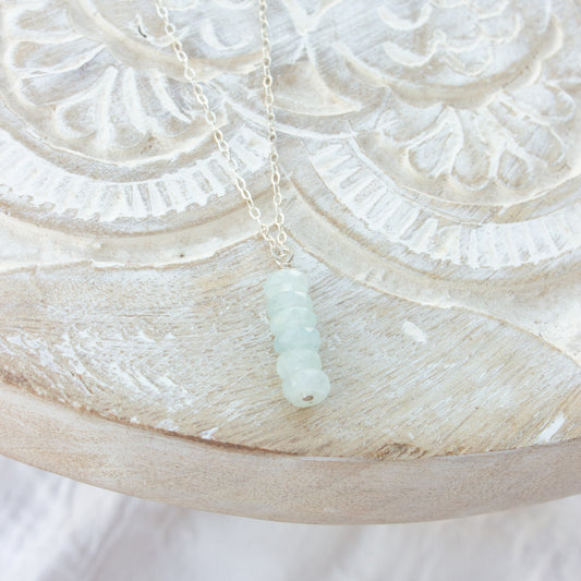 Aquamarine Hanging Bar Necklace