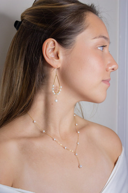 Joy Earrings - Freshwater Pearl Chandelier Earrings