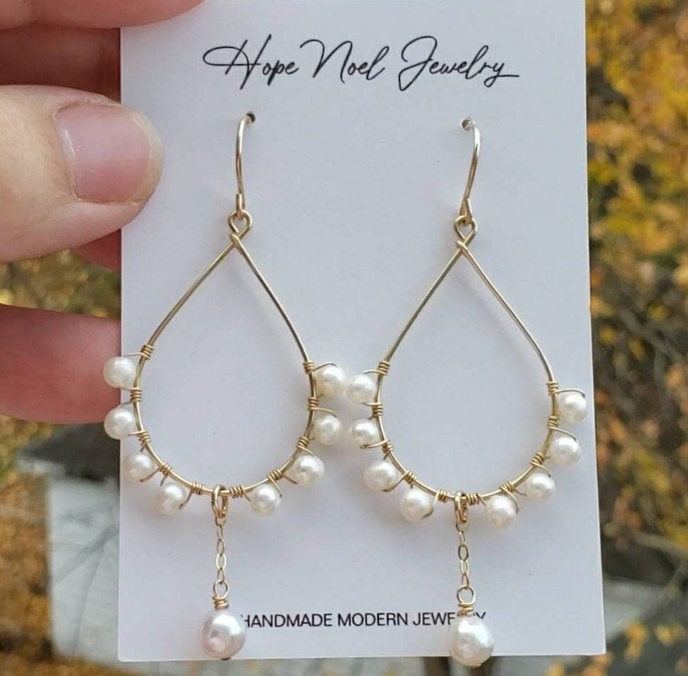 Joy Earrings - Freshwater Pearl Chandelier Earrings