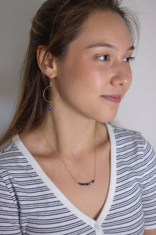 Raw Sapphire Bar Necklace