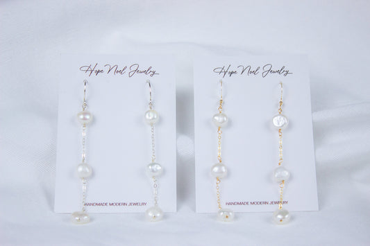 Trinity Earrings - 3 Pearl Drop
